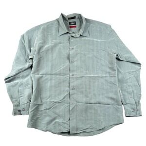 Haggar Modern Shape &‎ Fit Light Green Striped Long Sleeve Button Up Shirt 672